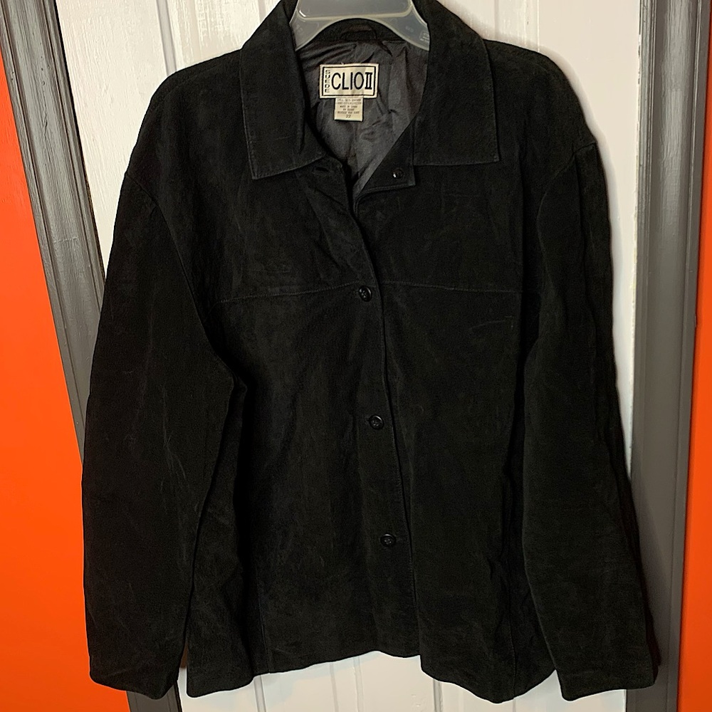 Vintage Clio II Suede Black Leather Coat